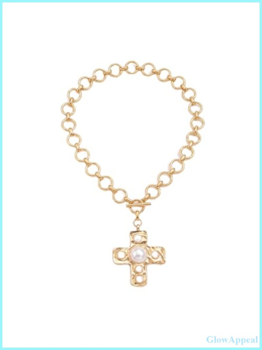 Chunky Cross Necklace Set Western Turquoise Beaded Choker Silver Pendant